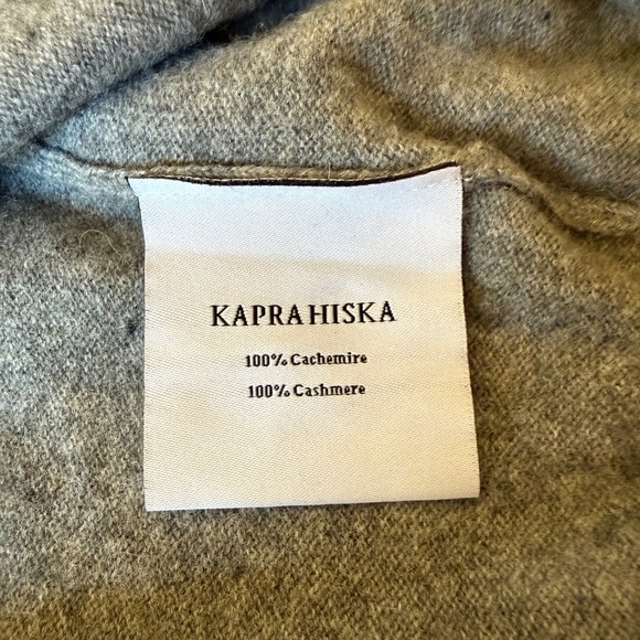 KAPRA HISKA CASHMERE CARDIGAN SWEATER PREPPY LIGHTWEIGHT NEUTRAL CLOSET STAPLE L - Picture 9 of 11